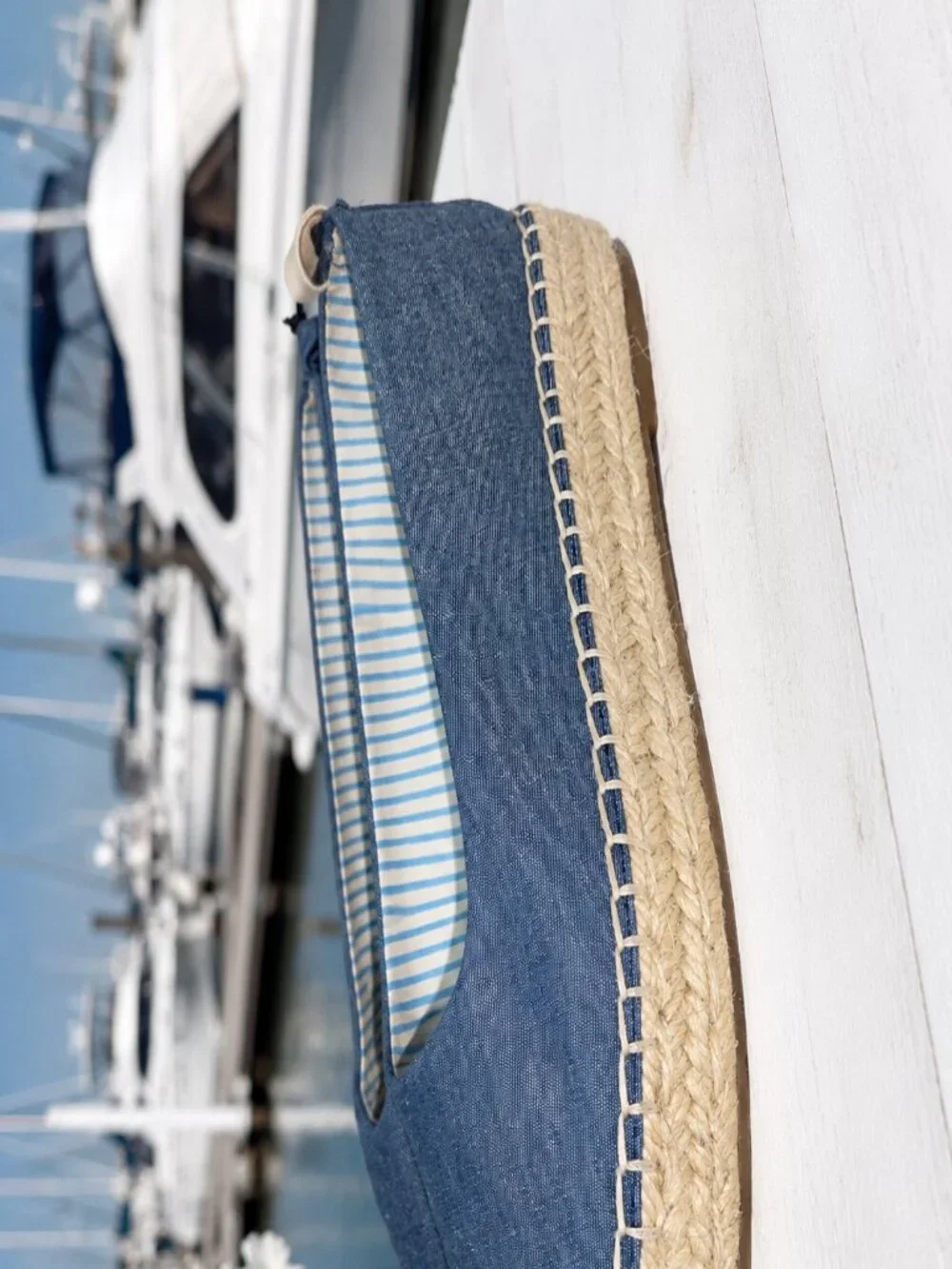 Draper James Blue Chambray Espadrille Flats Women's Size 8 Rope Sole Slip On